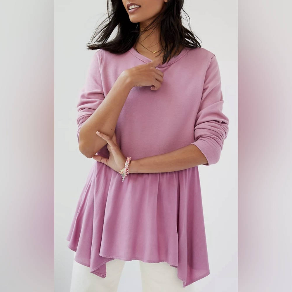 Anthropologie T.La Violet Long Sleeve Babydoll Boho Pullover Sweater Size Medium